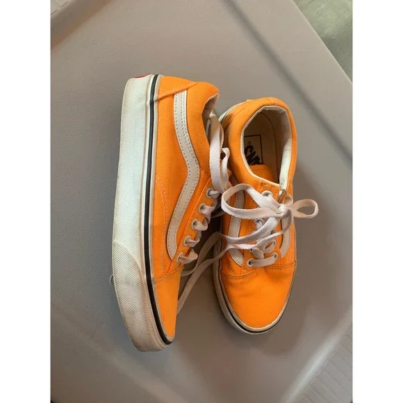 Vans Sneakers Neon Orange and White GUC size 5.5 women 4.0 men - Picture 10 of 13